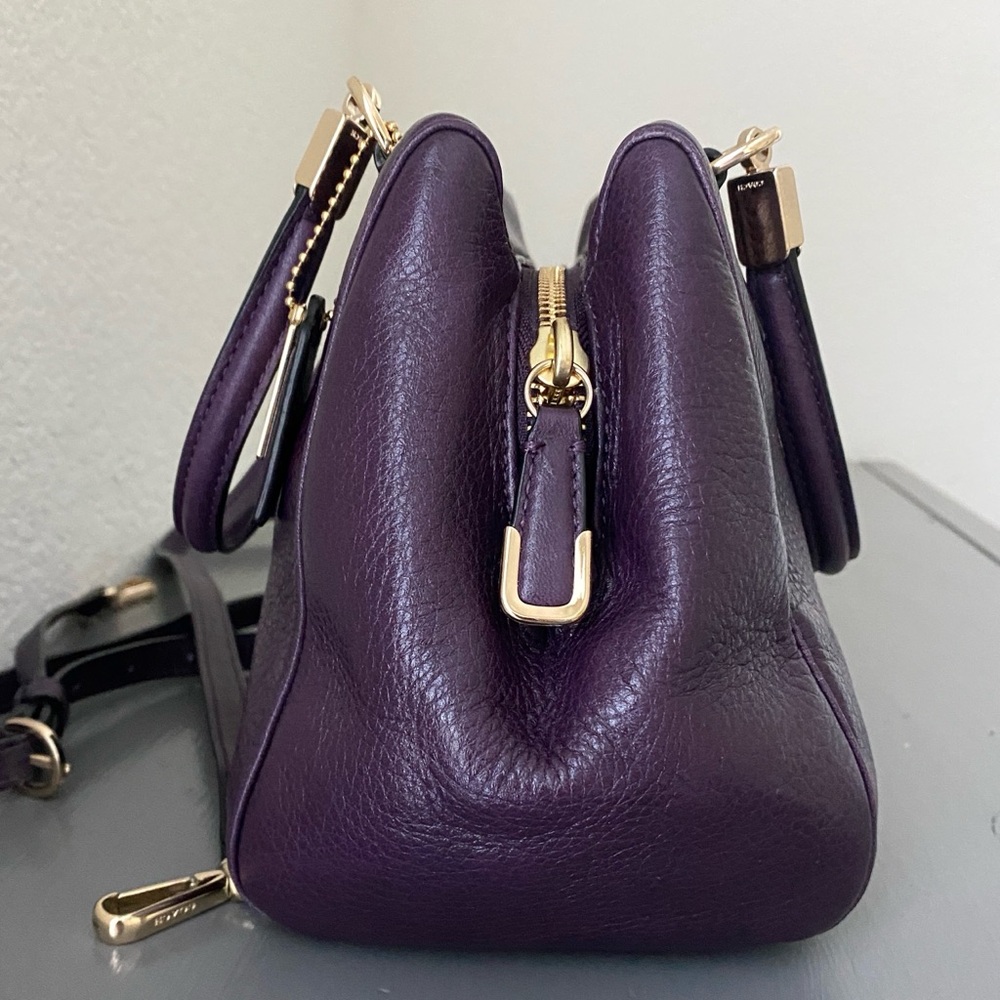 Coach Madison Mini Satchel in Purple Pebbled Leather and Shoulder Strap - Picture 4 of 10